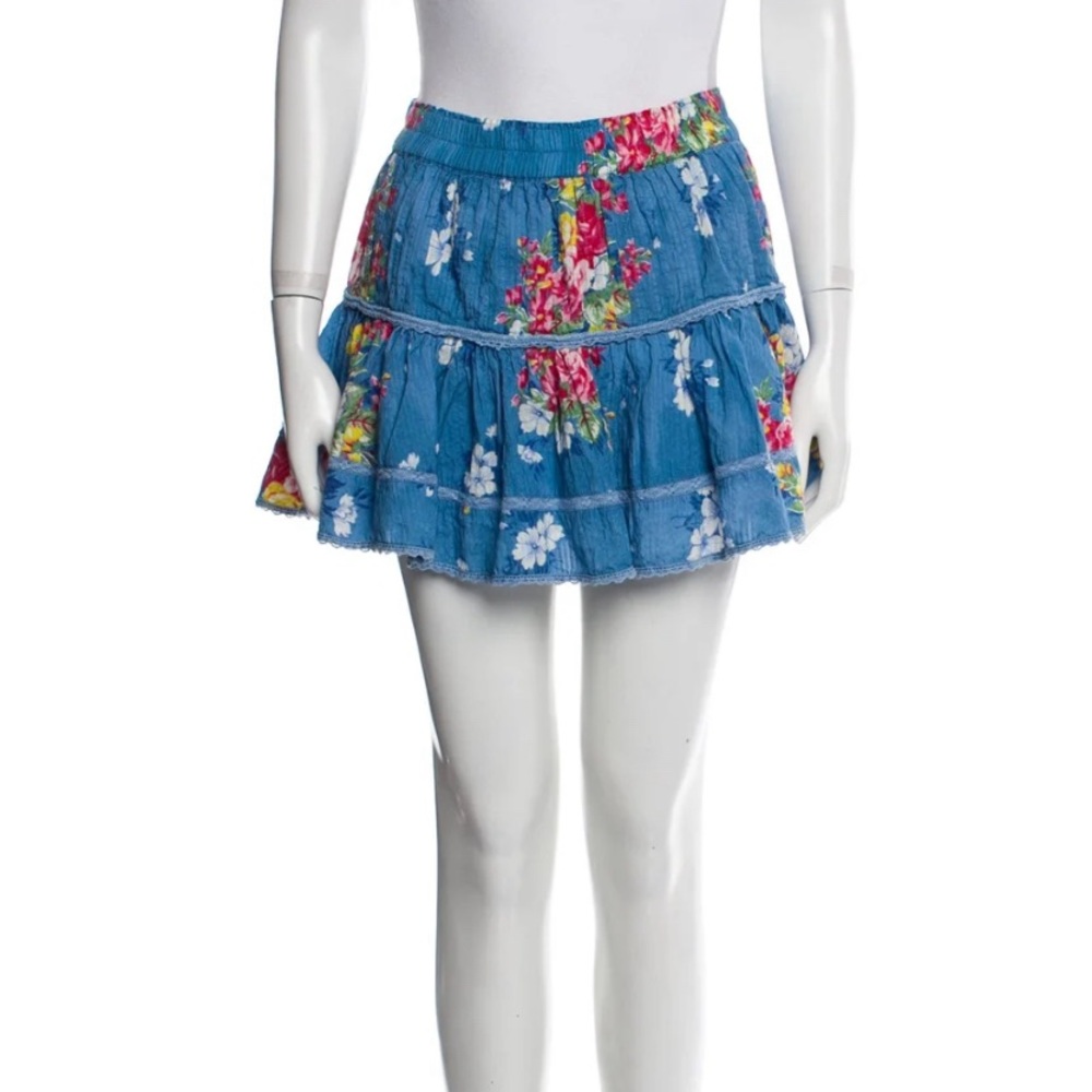Love shack fancy floaral blue skirt